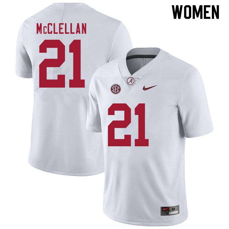 Alabama Crimson Tide Women's Jase McClellan #21 White NCAA Nike Authentic Stitched 2020 College Football Jersey TP16T26TZ